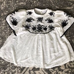 THML Womens whitish-cream & black top